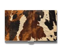NWTRJ Abstract Cow Skin Business Card Holder Slim Portable Business Card Case Metal Pocket Name Card Holder Wallet for Men Women Office Travel