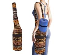 NWTRJ African Mud Cloth Tribal Yoga Mat Bag Long Tote Yoga Bag with Large Side Pocket Yoga Mat Carrier Fit Most Size Mats