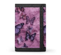 NWTRJ All Butterflies Are on Purple Background Wallet for Women Men Trifold Wallets with Keychain Holder Zipper Coin Purse RFID Credit Card Holder Cute Cash Purse