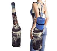NWTRJ Animal Cat Astronaut Yoga Mat Bag Long Tote Yoga Bag with Large Side Pocket Yoga Mat Carrier Fit Most Size Mats