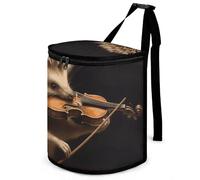 NWTRJ Animal Hedgehog Music Violin Car Trash Can with Lid Reusable Waterproof Car Trash Bag Hanging Vehicle Garbage Can Multipurpose Storage Box for Vehicle Travel Camping Picnicing