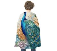 NWTRJ Beautiful Peacock And Floral Halloween Cape Reversible Red Vampire Cloak Lightweight Christmas Halloween Cosplay Costume For Men And Women