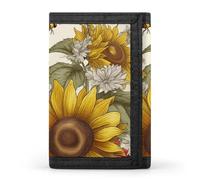 NWTRJ Bees Sunflowers Daisy Rose Flowers Wallet for Women Men Trifold Wallets with Keychain Holder Zipper Coin Purse RFID Credit Card Holder Cute Cash Purse