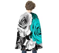 NWTRJ Black White Teal Gray Rose Flowers Halloween Cape Reversible Red Vampire Cloak Lightweight Christmas Halloween Cosplay Costume For Men And Women