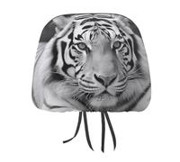 NWTRJ Black White Tiger Car Headrest Covers Soft Breathable Car Seat Head Rest Protector Universal Fit for Car Truck SUV Van Auto Interior Accessories 2 Packs