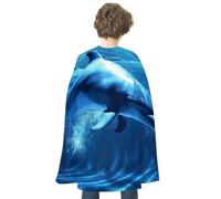 NWTRJ Blue Ocean Dolphin Halloween Cape Reversible Red Vampire Cloak Lightweight Christmas Halloween Cosplay Costume For Men And Women