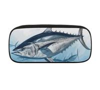 NWTRJ Bluefin Tuna Thunnus Pencil Case Waterproof Leather Pencil Bag Large Capacity Pen Pounch Cosmetic Makeup Bag for Women Men