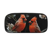 NWTRJ Cardinals Birds Fauna Wild Pencil Case Waterproof Leather Pencil Bag Large Capacity Pen Pounch Cosmetic Makeup Bag for Women Men