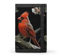 NWTRJ Cardinals Birds Fauna Wild Wallet for Women Men Trifold Wallets with Keychain Holder Zipper Coin Purse RFID Credit Card Holder Cute Cash Purse