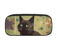NWTRJ Cartoon Cat And Christmas Pencil Case Waterproof Leather Pencil Bag Large Capacity Pen Pounch Cosmetic Makeup Bag for Women Men