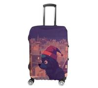 NWTRJ Cartoon Dog Wearing Santa Hat Travel Luggage Cover Elastic Washable Suitcase Cover Dustproof Anti-Scratch Suitcase Protector Fits 19-32 Inch Luggage, XL