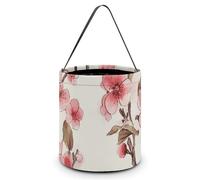 NWTRJ Cherry Blossom Halloween Trick Or Treat Bags Portable Reusable Candy Bucket Tote Bag with Handles Goody Bucket for Halloween Party Supplies Favors