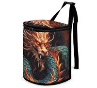 NWTRJ Chinese Dragon Car Trash Can with Lid Reusable Waterproof Car Trash Bag Hanging Vehicle Garbage Can Multipurpose Storage Box for Vehicle Travel Camping Picnicing