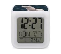 NWTRJ Color Change Alarm Clock Digital LED Wake-up Clock with Temperature Alpaca LlamaAlarm Clock with Night Light for Home Bedroom Office Decor