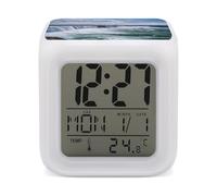 NWTRJ Color Change Alarm Clock Digital LED Wake-up Clock with Temperature Niagara FallsAlarm Clock with Night Light for Home Bedroom Office Decor