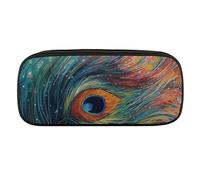 NWTRJ Colored Peacock Pencil Case Waterproof Leather Pencil Bag Large Capacity Pen Pounch Cosmetic Makeup Bag for Women Men