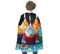 NWTRJ Colorful Happy Birthday Cupcakes Halloween Cape Reversible Red Vampire Cloak Lightweight Christmas Halloween Cosplay Costume For Men And Women