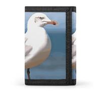 NWTRJ Cute Seagull Wallet for Women Men Trifold Wallets with Keychain Holder Zipper Coin Purse RFID Credit Card Holder Cute Cash Purse