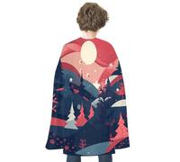 NWTRJ Dark Indigo Christmas Pattern Halloween Cape Reversible Red Vampire Cloak Lightweight Christmas Halloween Cosplay Costume For Men And Women