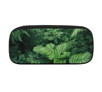 NWTRJ Densely Growing Green Plants Pencil Case Waterproof Leather Pencil Bag Large Capacity Pen Pounch Cosmetic Makeup Bag for Women Men