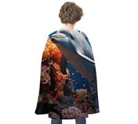 NWTRJ Dolphin On Coral Halloween Cape Reversible Red Vampire Cloak Lightweight Christmas Halloween Cosplay Costume For Men And Women