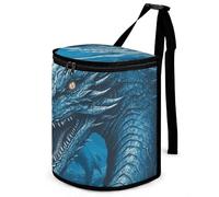 NWTRJ Dragon Cool Blue Car Trash Can with Lid Reusable Waterproof Car Trash Bag Hanging Vehicle Garbage Can Multipurpose Storage Box for Vehicle Travel Camping Picnicing
