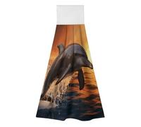 NWTRJ Dusk Dolphin Hand Towels Set of 2, Absorbent Hanging Kitchen Towels Microfiber Fast Drying Dish Towel Wash Cloth for Home Decor Housewarming Gift