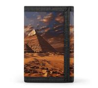 NWTRJ Egyptian Pyramids Wallet for Women Men Trifold Wallets with Keychain Holder Zipper Coin Purse RFID Credit Card Holder Cute Cash Purse