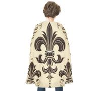 NWTRJ Fleur-de-Lis And Coat Arms Knight Halloween Cape Reversible Red Vampire Cloak Lightweight Christmas Halloween Cosplay Costume For Men And Women