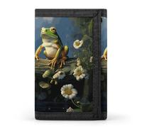 NWTRJ Frogs Sing on The Branches Wallet for Women Men Trifold Wallets with Keychain Holder Zipper Coin Purse RFID Credit Card Holder Cute Cash Purse