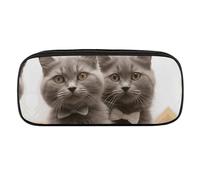 NWTRJ Funny Cats Pencil Case Waterproof Leather Pencil Bag Large Capacity Pen Pounch Cosmetic Makeup Bag for Women Men