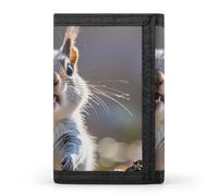 NWTRJ Funny Cute Squirrel Wallet for Women Men Trifold Wallets with Keychain Holder Zipper Coin Purse RFID Credit Card Holder Cute Cash Purse