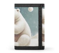 NWTRJ Funny Polar Bear Playing Snowball Wallet for Women Men Trifold Wallets with Keychain Holder Zipper Coin Purse RFID Credit Card Holder Cute Cash Purse