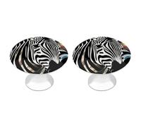 NWTRJ Kitchen Cabinet Knobs 2 Pack, Modern Style Drawer Dresser Knob Pulls Abstract Animal Zebra Round Drawer Knobs for Home Office Kitchen