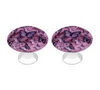 NWTRJ Kitchen Cabinet Knobs 2 Pack, Modern Style Drawer Dresser Knob Pulls All Butterflies are on Purple Background Round Drawer Knobs for Home Office Kitchen