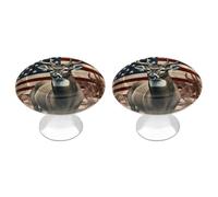 NWTRJ Kitchen Cabinet Knobs 2 Pack, Modern Style Drawer Dresser Knob Pulls Americana Flag Deer Round Drawer Knobs for Home Office Kitchen