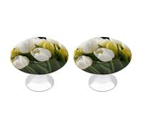 NWTRJ Kitchen Cabinet Knobs 2 Pack, Modern Style Drawer Dresser Knob Pulls Beautiful Flowers Round Drawer Knobs for Home Office Kitchen