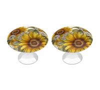 NWTRJ Kitchen Cabinet Knobs 2 Pack, Modern Style Drawer Dresser Knob Pulls Bees Sunflowers Daisy Rose Flowers Round Drawer Knobs for Home Office Kitchen