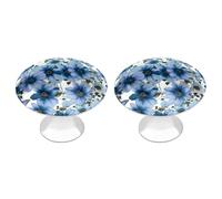 NWTRJ Kitchen Cabinet Knobs 2 Pack, Modern Style Drawer Dresser Knob Pulls Blooming Blue Daisy Round Drawer Knobs for Home Office Kitchen