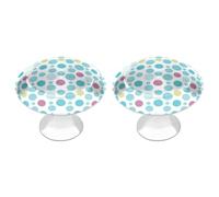 NWTRJ Kitchen Cabinet Knobs 2 Pack, Modern Style Drawer Dresser Knob Pulls Blue Polka Dot Pattern Round Drawer Knobs for Home Office Kitchen