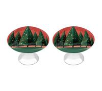 NWTRJ Kitchen Cabinet Knobs 2 Pack, Modern Style Drawer Dresser Knob Pulls Christmas Tree Illustration Round Drawer Knobs for Home Office Kitchen