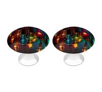 NWTRJ Kitchen Cabinet Knobs 2 Pack, Modern Style Drawer Dresser Knob Pulls Colored Light Bulbs Round Drawer Knobs for Home Office Kitchen