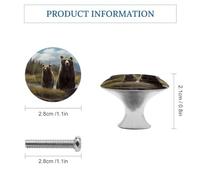 NWTRJ Kitchen Cabinet Knobs 2 Pack, Modern Style Drawer Dresser Knob Pulls Encounter Animal Bear Round Drawer Knobs for Home Office Kitchen