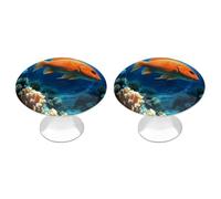 NWTRJ Kitchen Cabinet Knobs 2 Pack, Modern Style Drawer Dresser Knob Pulls Fish on The Bottom of The Sea Round Drawer Knobs for Home Office Kitchen