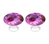 NWTRJ Kitchen Cabinet Knobs 2 Pack, Modern Style Drawer Dresser Knob Pulls Flower Purple Butterfly Round Drawer Knobs for Home Office Kitchen