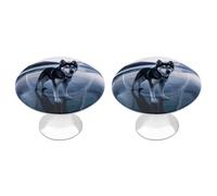 NWTRJ Kitchen Cabinet Knobs 2 Pack, Modern Style Drawer Dresser Knob Pulls Husky Dog on A Frozen Lake Round Drawer Knobs for Home Office Kitchen