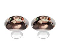 NWTRJ Kitchen Cabinet Knobs 2 Pack, Modern Style Drawer Dresser Knob Pulls Music Monkey Round Drawer Knobs for Home Office Kitchen