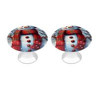 NWTRJ Kitchen Cabinet Knobs 2 Pack, Modern Style Drawer Dresser Knob Pulls Red Snowman Scraf Round Drawer Knobs for Home Office Kitchen