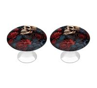 NWTRJ Kitchen Cabinet Knobs 2 Pack, Modern Style Drawer Dresser Knob Pulls Skull Image Poster Round Drawer Knobs for Home Office Kitchen