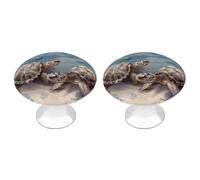 NWTRJ Kitchen Cabinet Knobs 2 Pack, Modern Style Drawer Dresser Knob Pulls Two Turtles and Shells Round Drawer Knobs for Home Office Kitchen